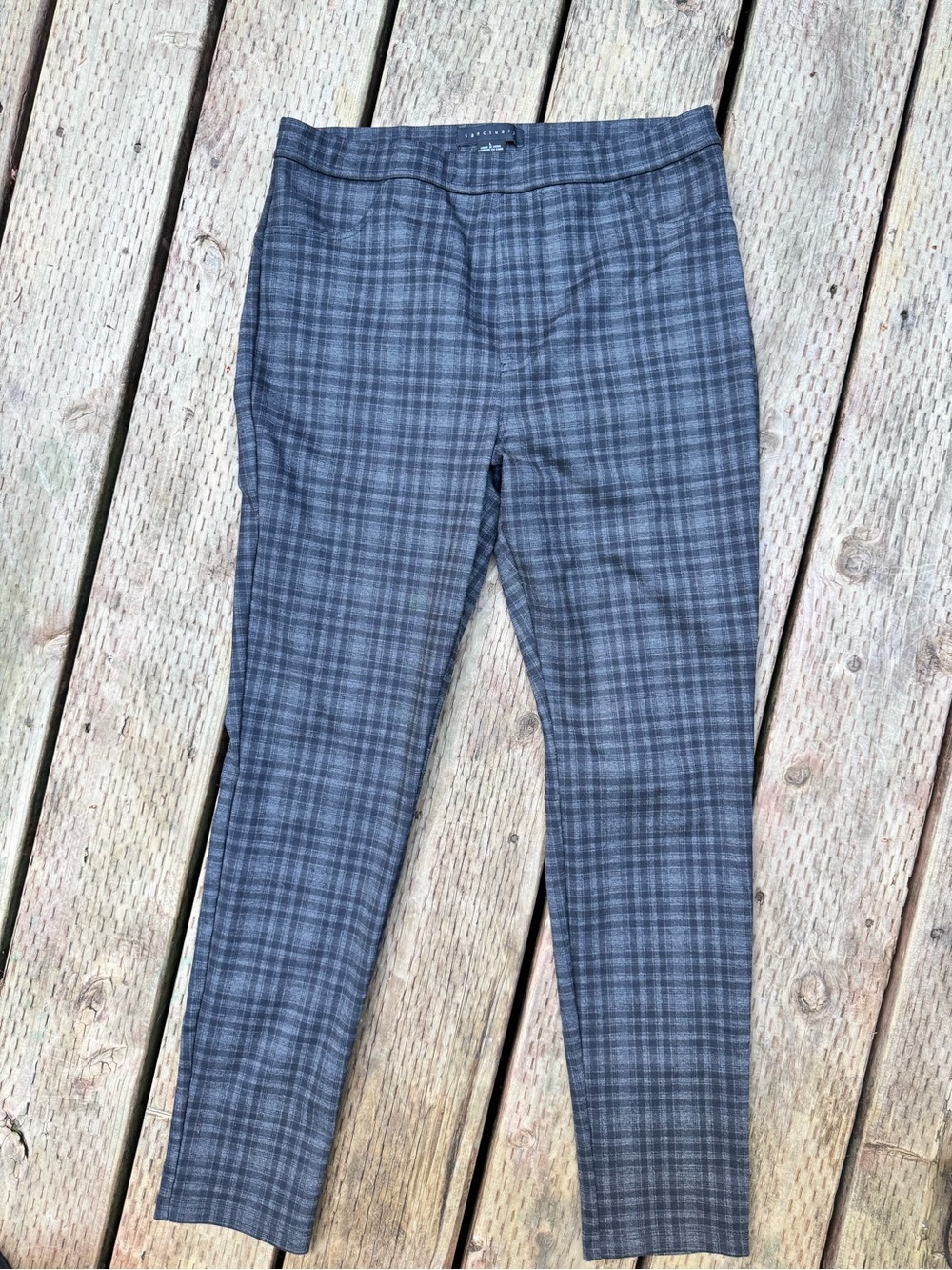 Sanctuary Gray Plaid Women's Slim Trousers faux pockets